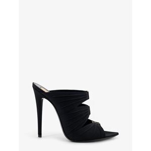 Saint Laurent Women Emilie Satin Sandals With Rhinestone Logo Detail